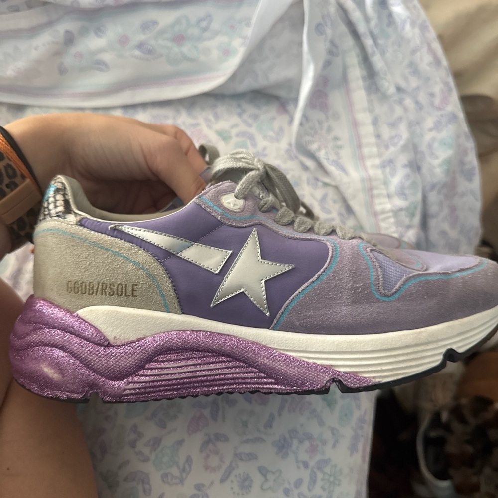 Purple and Gray Sneakers with Star Design